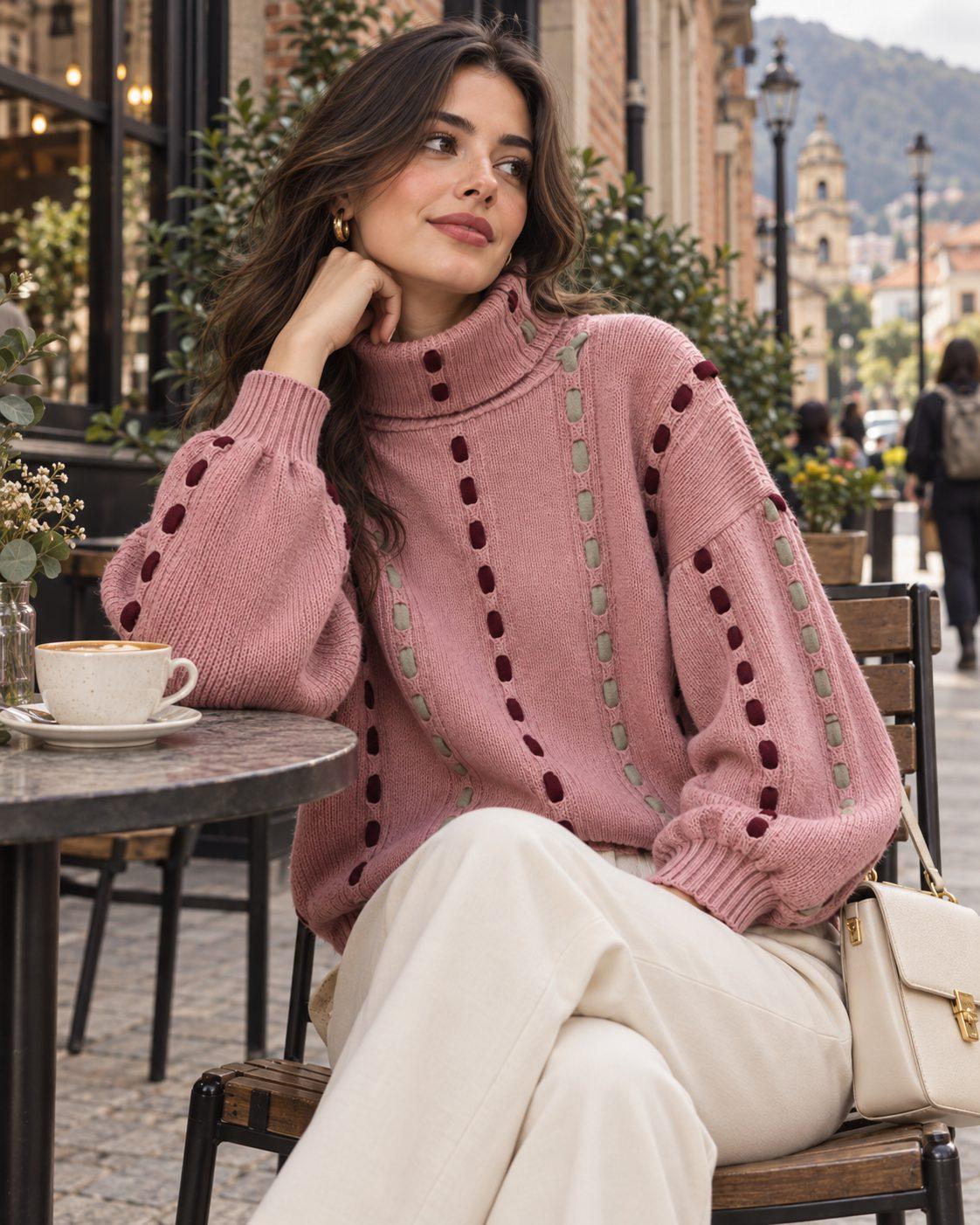 Suéter Mosaico Rosa